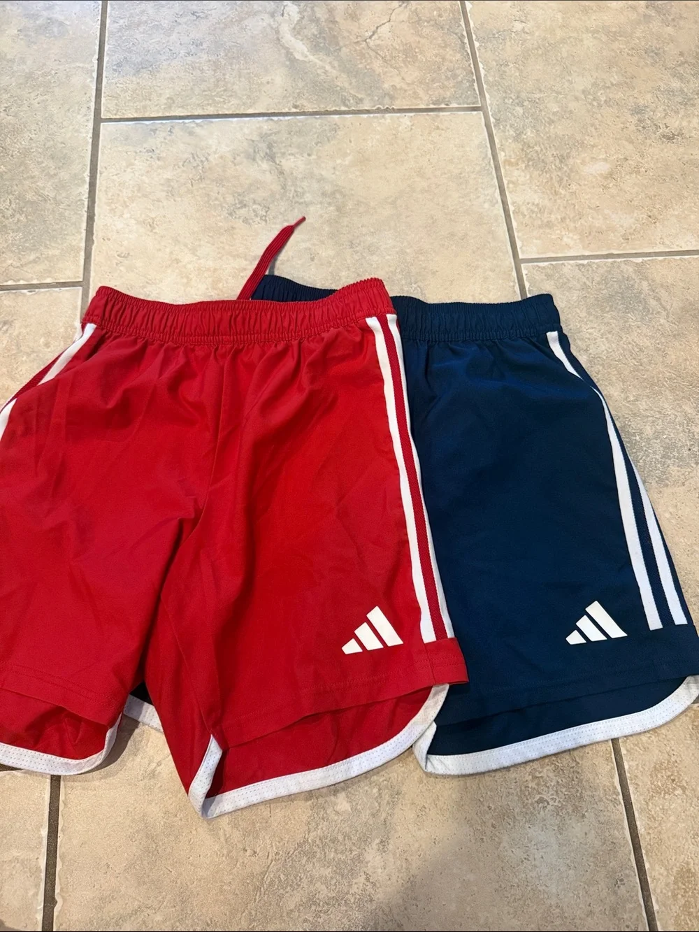 2 pair ⚽️⚽️ adidas Kids (L) Red / Navy Athletic Shorts -club soccer